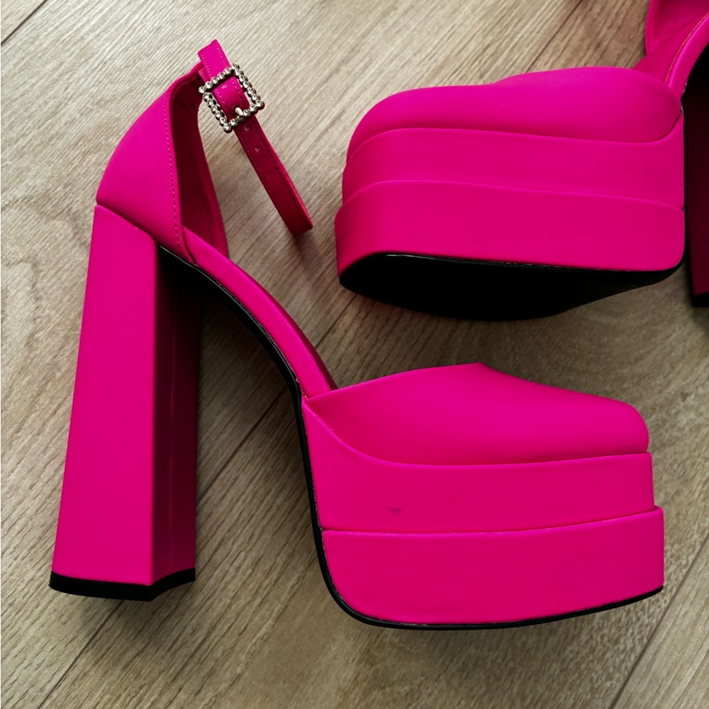 Aldo Double Platform Heeled Shoes in Fuchsia - Picture 5 of 12